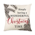 Christmas pillow cover with pinecone pattern and Simply having a Wonderful Christmas Time text - Wonderful Christmas Style (JYM660-1)