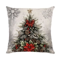 Housse de coussin rétro avec sapin de Noël, nœuds rouges et pommes de pin décoratives - Style Sapin de Noël (JYM659-3)