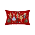 Fodera per cuscino natalizio rosso con stampa schiaccianoci, soldato e ballerina - 30*50cm (Imbottitura non inclusa) / Motivo Illustrazione Schiaccianoci (JYZ023-8)