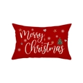 Red Merry Christmas decorative throw pillow cover with festive tree and reindeer patterns - 30*50cm (Insert Not Included) / Red Merry Christmas Text (JYZ023-2)
