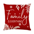 Housse de coussin rouge carrée avec texte Family IS EVERYTHING et motifs festifs - 45x45cm / Style Rouge La Famille C'est Tout (JYM645-3)