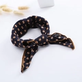 Detail of dark blue linen scarf with geometric print and decorative pom-poms for kids - Polka Dot Navy Blue