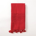 Châle rectangulaire rouge vif avec broderie en dentelle et détails de franges - Rouge