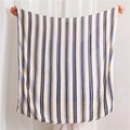 Detail of lightweight blue and yellow striped cotton linen scarf with sheer texture - Yellow Blue White Stripes (SL1907-008) / 180*90