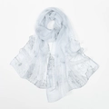 Elegant light blue Georgette silk scarf with floral line art print for women's fashion - 160x50cm / Gray (XQ503-3#)