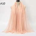 Close-up of light peach long scarf with pleated texture and fringe hem detail - Peach Pink Wrinkled Style (BS414-10#)