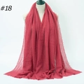Detail of red pleated bubble gauze hijab with fine frayed edges and breathable texture - Deep Pink Wrinkled Style (BS414-18#)