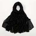 Detail showing high-quality black chiffon hijab fabric with soft drape and lightweight texture - Black Wrinkled Style (VS694-1#Black)