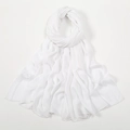 Detail of lightweight white polyester scarf showing sheer breathable chiffon texture - Pure White Wrinkled Style (VS694-7#White)