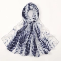 Detailed view of lightweight blue and white tie-dye hijab scarf with soft textures - Blue and White Tie-Dye Style (YW350-1#)