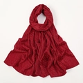 Detail of dark red chiffon scarf with shimmering silver sequins and elegant texture - Deep Red Rhinestone Style (YW378-7#Wine Red)