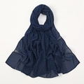 Detailed texture of dark blue chiffon scarf featuring elegant white micro polka dots - Navy Blue Pearl Polka Dot Style (YW379-02#Navy)