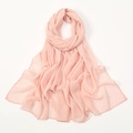 Light pink pearl chiffon hijab with silver rhinestones, elegant long wrap scarf for women - Light Pink Rhinestone Inlaid Style (YW379-5#Light Pink)
