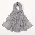 Close-up of grey chiffon hijab with delicate texture and small dot pattern - Dark Grey Rhinestone Style (YW379-7#Light Grey)