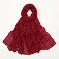 Deep red pearl chiffon long scarf with white sparkling rhinestones for women - Wine Red Rhinestone Polka Dot Style (YW379-8#Wine Red)