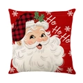 Weihnachtskissenbezug mit Weihnachtsmann-Druck und Ho-Ho-Ho-Text in Rot und Weiß - HO HO HO Stil / 45x45cm / Cartoon Weihnachtsmann (JYM667-1)