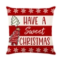 Weihnachts-Kissenbezug mit rot-weißen Streifen, Schneeflocken und festlichem Schriftzug - Have A Sweet Christmas Stil / 45x45cm / Gestreifter Weihnachtsbaum (JYM667-2)