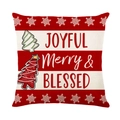 Weihnachtskissenbezug mit Joyful Merry & Blessed Aufdruck und roten Streifen - Joyful Merry Blessed Stil / 45x45cm / Gestreifte Segen (JYM667-3)