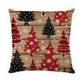 Christmas tree pattern pillowcase with rustic wood background and buffalo plaid design - 45*45cm (Insert Not Included) / Forest Christmas Tree Style (JYM666-4)