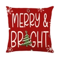 Funda de cojín navideña roja con texto Merry & Bright y patrones de copos - 45x45cm / Estilo Merry And Bright (JYM668-3)