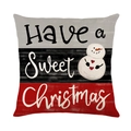 Funda de cojín navideño con muñeco de nieve y texto Have a Sweet Christmas en rojo negro - Muñeco de Nieve Color Block (JYM669-2) / 45x45CM (Sin Relleno)