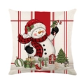 Christmas pillowcase featuring a classic snowman pattern with a festive red plaid background - 45x45cm (No Insert) / JYM673-3 (Snowman Pattern Red White Plaid Background)