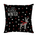 Christmas pillow cover with buffalo plaid reindeer and Hello Winter text on black - Hello Winter Reindeer Style (JYM676-3)