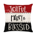 Christmas pillow cover with red, white, and black stripes and festive JOYFUL lettering - 45x45cm (No Insert) / JYM673-4 (JOYFUL MERRY BLESSED Text Red White Black Striped)
