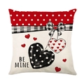 Kissenbezug zum Valentinstag mit Be Mine Herz-Druck und roter Polka-Dot-Schleifendeko - BE MINE Buchstaben Herz Stil (JYM688-2) / Quadratischer Stil (Nur Bezug)