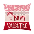 Nordic square Valentine pillow cover with Be My Valentine heart print and red bow - Be My Valentine Bow Style(JYM684-2)