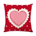 Red square throw pillow with white polka dots and a layered pink heart lace design - Red Polka Dot Lace Heart Style(JYM684-1)