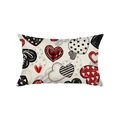 Funda de cojín lumbar rectangular crema con estampados románticos de corazones y Love - Estilo Corazones Mixtos (JYZ028-3) / Rectangular