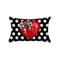 Funda de cojín lumbar de lunares con corazón rojo y lazo para el Día de San Valentín - Estilo Corazón con Lazo (JYZ028-4) / Rectangular