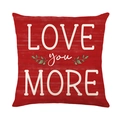 Red square Valentine's pillow case with white Love More You text and leaf design - LOVE you MORE Red Style (JYM689-2)