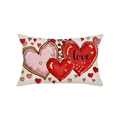 Rectangular Valentine's Day cotton linen pillow cover with love heart prints and artistic font - Lumbar Style / 30*50cm (Without Core) / Beige Multicolor Hearts (love)