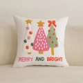 Federa per cuscino natalizia con ricamo Merry and Bright e alberi festivi - Albero Di Natale 45*45 Cm / 45x45cm (Solo Fodera)
