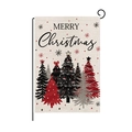 Bandera de jardín navideña de lino con texto Merry Christmas y diseño de árbol festivo - Merry Christmas Diversos Árboles de Navidad (HYQ076-3)