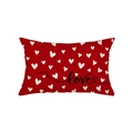 Red Valentine pillow cover with white hearts and love text on linen fabric - Love Pattern (JYZ027-2)