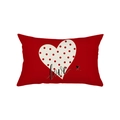 Red rectangular cotton linen pillowcase with love heart and polka dot print design - Polka Dot Heart Love (JYZ027-4)