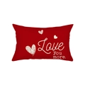 Red linen Valentine's Day throw pillow cover with Love You More print and hearts - Love You More Red (JYZ027-6)