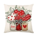 Square Valentine's Day cotton linen pillowcase with love bottles and heart floral prints - Love Flower Jar Style (JYM692-2) / 45x45cm(Cover Only)