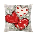 Valentine heart print throw pillow case with grey plaid pattern on white background - Multiple Red Hearts Style (JYM692-4) / 45x45cm(Cover Only)