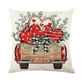 Valentine cushion cover with red truck and heart print on textured linen fabric - Valentine Truck Style (JYM692-3) / 45x45cm(Cover Only)