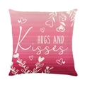 Rosa Gradient Valentinstag Kissenbezug mit Herzprint und Hugs and Kisses Text - 45*45cm (Ohne Kissenfüllung) / Hugs And Kisses Rosa Verlauf Stil (JYM697-2)