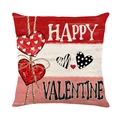 Housse de coussin Saint-Valentin avec cœurs léopard rouges et texte Happy Valentine sur blanc - Style Happy Valentine (JYM693-2)