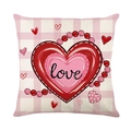 Federa per cuscino San Valentino con cuore rosso e motivo a quadri rosa su bianco - Stile Con Stampa LOVE / Cuore a Quadri Rosa (JYM694-1)