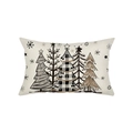 Christmas pillowcase with five patterned trees and snowflakes on beige linen fabric - 30*50cm (Insert Not Included) / Christmas Tree Snowflakes Pattern (JYZ023-1)