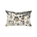 Joy Christmas cushion cover with snowman and pine branch print on beige fabric - 30*50cm (Insert Not Included) / Joy Text Snowman Pattern (JYZ023-3)