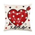 Funda de cojín de San Valentín en lino con corazón rojo y estampado XOXO para el sofá - Estilo Corazón con Flecha (JYM695-1) / 45x45 Cuadrado (Sin Relleno)