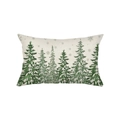Rectangular Christmas pillow cover with green forest pine trees and snowflakes - 30*50cm (Insert Not Included) / Green Pine Forest Pattern (JYZ023-4)